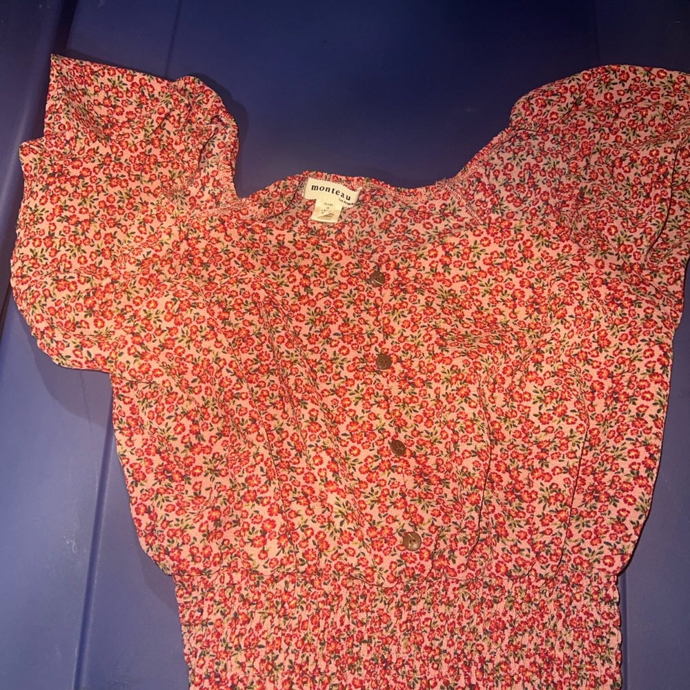 Monteau Red and Pink Floral Top